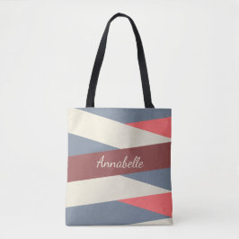 Modern Chic Monogrammed Rosa & BlueTote Bag Tygkasse