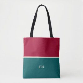 Modern Chic Monogrammed Tote Bag Vin Red Grönt Tygkasse