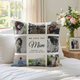 Modern Chic Mors Dag Mamma Familjefoto Collage Kudde