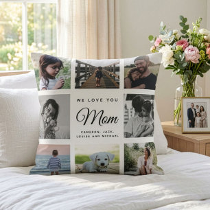 Modern Chic Mors Dag Mamma Familjefoto Collage Kudde