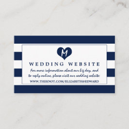 Modern Chic Navy Blue and White Bröllop webbplats Tilläggskort