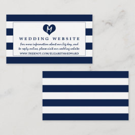 Modern Chic Navy Blue and White Bröllop webbplats Tilläggskort