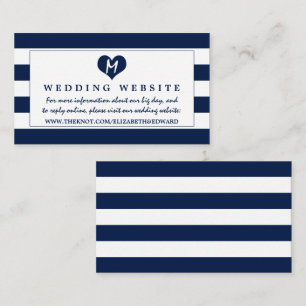 Modern Chic Navy Blue and White Bröllop webbplats Tilläggskort