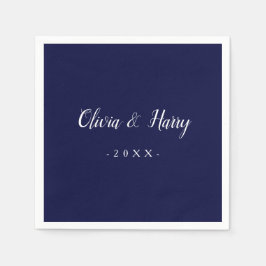 Modern Chic Navy White Bröllop Pappersservett