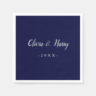 Modern Chic Navy White Bröllop Pappersservett
