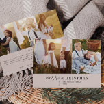 Modern Chic Neutralt Photo Collage News Julkort<br><div class="desc">Det här moderna neutralten för fotokollage av julnyheter är helgdag för perfektens snyggt som Julhälsningar. Den här enkla boho-designen har klassisk, sofistikerad kalligrafi i minimala toner av bohemisk neutralt. Anpassa kortet med 5 foton (2 på framsidan och 3 på baksidan), din familj namn, första namn och året. Inkludera ett valfritt...</div>