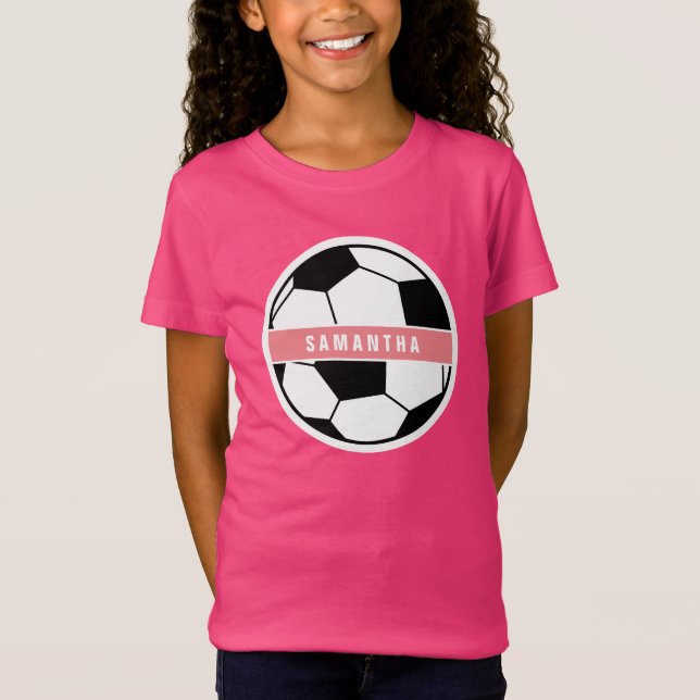 Modern Chic Ocer Ball Girly Rosa Sports Monogram T Shirt (Framsida)