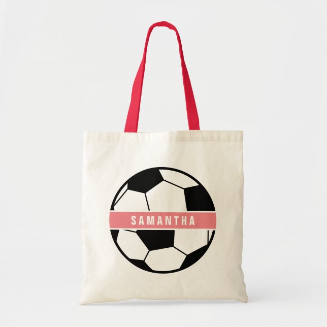 Modern Chic Ocer Ball Girly Rosa Sports Monogram Tygkasse (Framsidan)