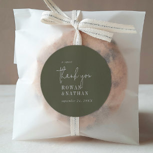 Modern Chic Oliv grönt A Sweet Tack Runt Klistermärke
