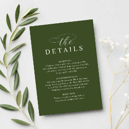 Modern Chic Olive Green Wedding Details Tilläggskort