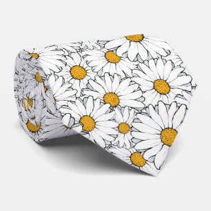 Modern Chic Ornate Daisy Blommönster Vattenfärg Slips