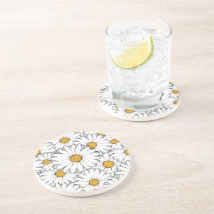 Modern Chic Ornate Daisy Blommönster Vattenfärg Underlägg