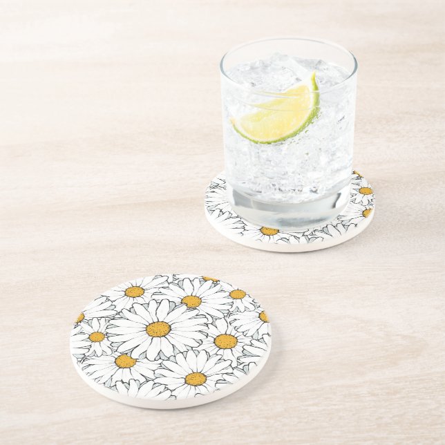 Modern Chic Ornate Daisy Blommönster Vattenfärg Underlägg (Sidan)