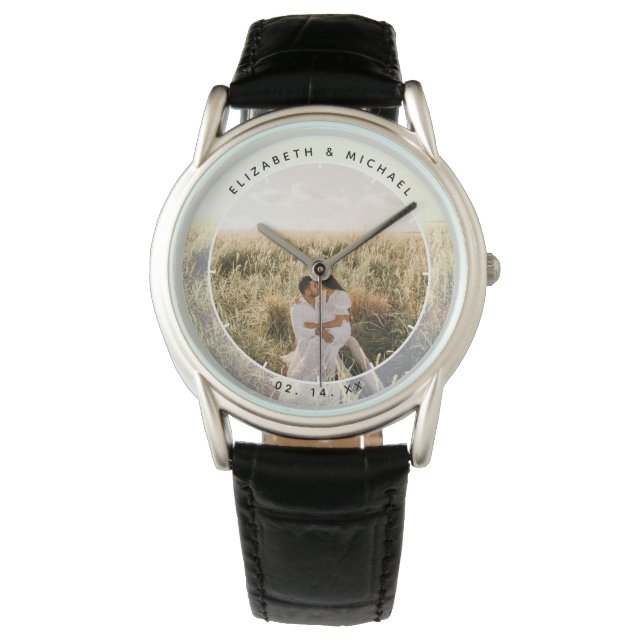 Modern Chic par Bröllop-årsfoto Armbandsur (Framsida)