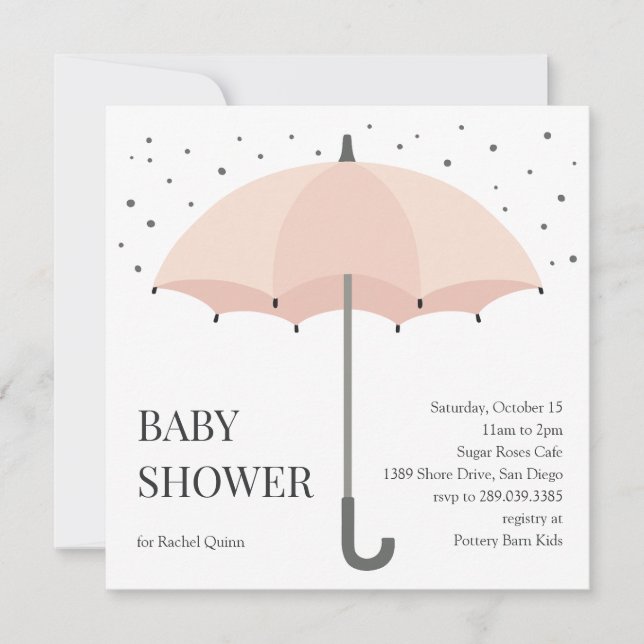 Modern chic paraply ritning baby shower inbjudningar (Framsida)