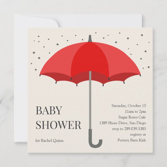 Modern chic paraply ritning baby shower inbjudningar (Framsida)