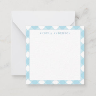 Modern Chic Pastel Light Blue Gingham Play Check Anteckningskort
