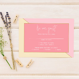 Modern Chic Pastel Rosa Cream Guld Script Bröllop OSA Kort