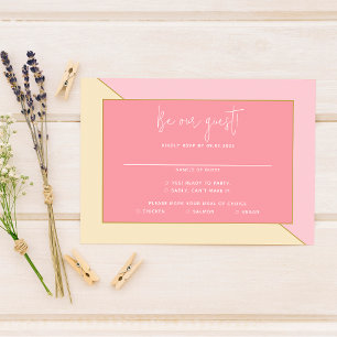 Modern Chic Pastel Rosa Cream Guld Script Bröllop OSA Kort