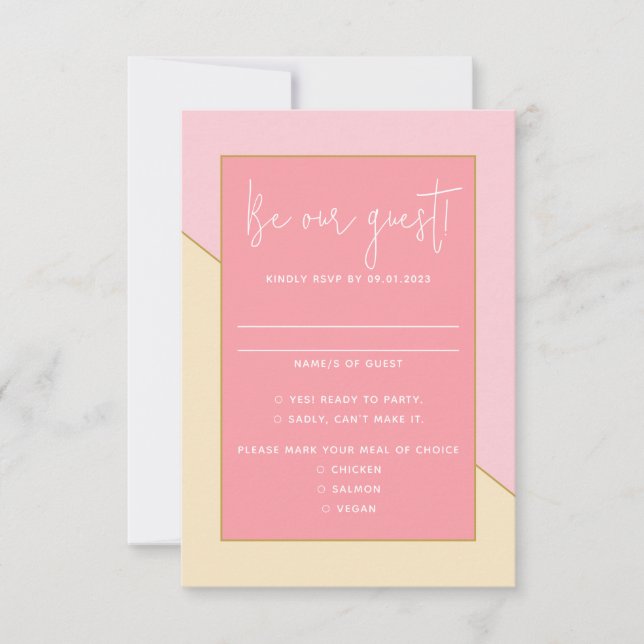 Modern Chic Pastel Rosa Cream Guld Script Bröllop OSA Kort (Framsida)