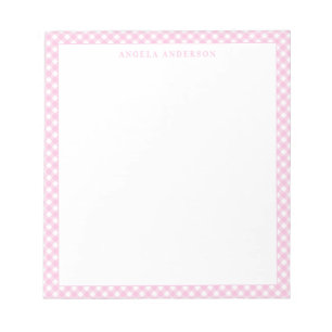 Modern Chic Pastel  Rosa Gingham Play Check Anteckningsblock