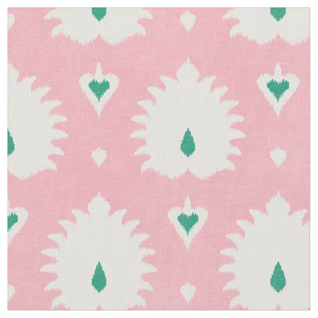 Modern chic pastel rosa grönt ikat mönster tyg (Närbild)