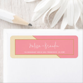Modern Chic Pastel Rosa Guld och Bröllop Returadress Etikett