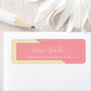 Modern Chic Pastel Rosa Guld och Bröllop Returadress Etikett
