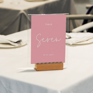 Modern Chic Pastel Rosa Handskrivet skript Bröllop Bordsnummer