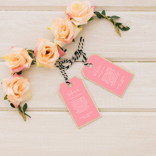 Modern Chic Pastell Rosa Skript Bröllop Välkommen Presentetikett