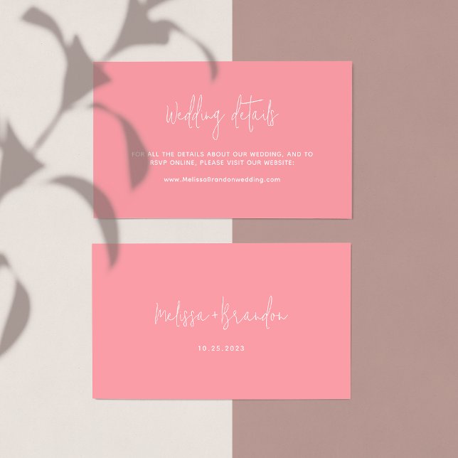 Modern Chic Pastell Rosa Skript Typografi Bröllop  Tilläggskort (Skapare uppladdad)