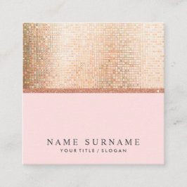 Modern Chic PastelPink Sequin Square, Affärskort Fyrkantigt Visitkort