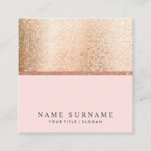 Modern Chic PastelPink Sequin Square, Affärskort Fyrkantigt Visitkort