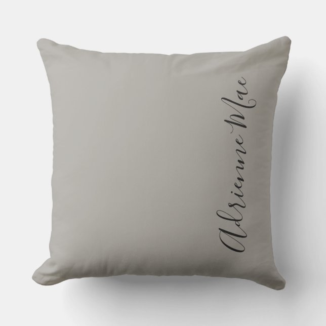 Modern Chic Personlig Namn minimalistiskt Grått Kudde (Framsida)