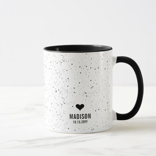Modern Chic Personligt Namn & Datum Bröllop Mugg (Höger)