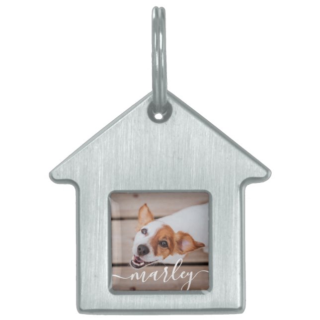 Modern Chic Pet-foto med enkel Elegant ID-bricka Husdjur (Framsidan)