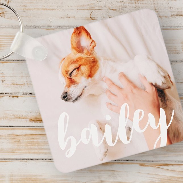 Modern Chic Pet-foto med enkel Elegant Nyckelring (Skapare uppladdad)