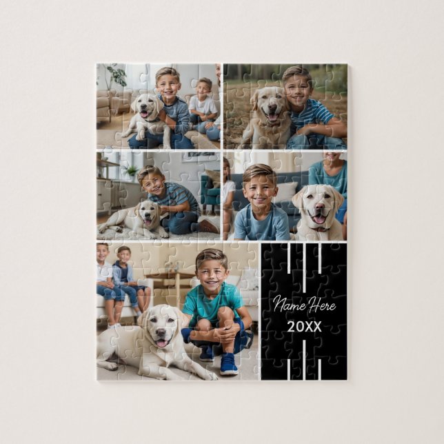 Modern Chic Pet Photo Collage Pussel (Vertikal)