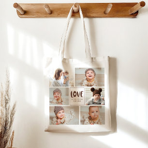 Modern chic Photo Collage Kärlek med Heart Tygkasse