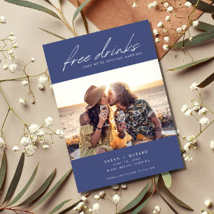 Modern Chic Photo Free Drinks Bröllop Spara Datumet