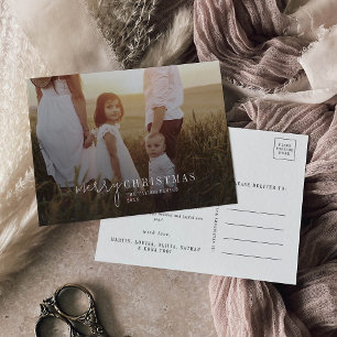 Modern Chic Photo Overlay Family Nyhetsjul Helg Vykort