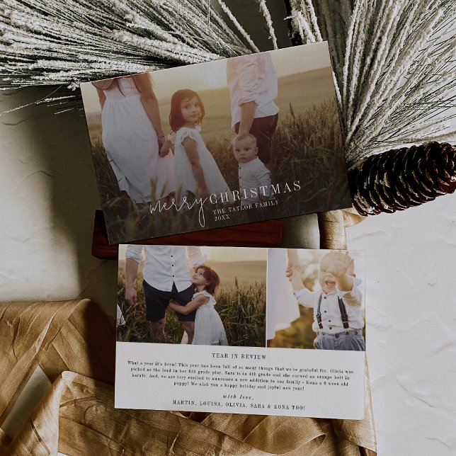 Modern Chic Photo Overlay Family Nyhetsjul Julkort (Skapare uppladdad)