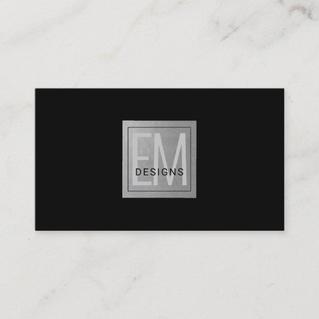 Modern Chic Professionell Black & Silver Visitkort (Framsida)