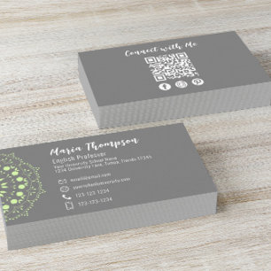 Modern Chic Professionell QR Code Social Media Grå Visitkort