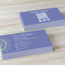 Modern Chic Professionell Social Media QR-kodblått Visitkort