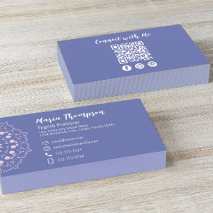 Modern Chic Professionell Social Media QR-Rosa för Visitkort