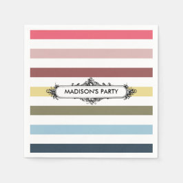Modern Chic Rainbow Rand med Party Namn Pappersservett