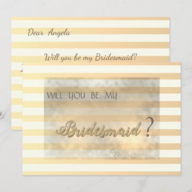 Modern chic randig blommig brudtärna-kort inbjudningar (Fram/baksida)