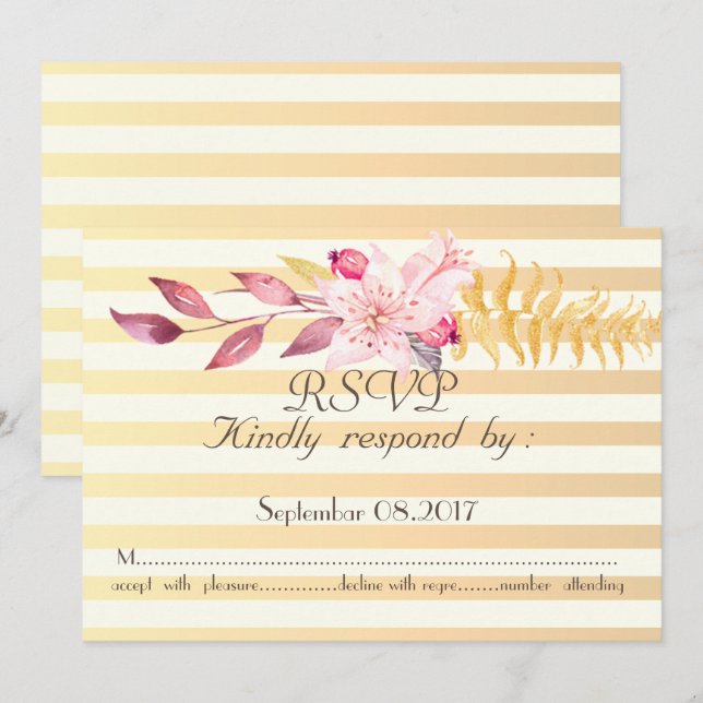 Modern Chic Randiga Blommor  RSVP Inbjudningar (Fram/baksida)