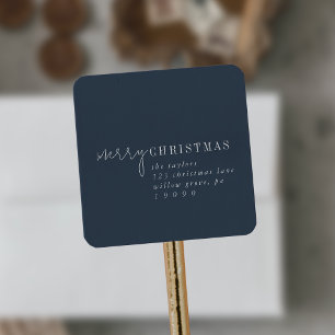 Modern Chic RETURADRESSEN GOD JUL Fyrkantigt Klistermärke